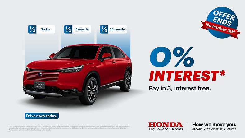 Pay in 3, Interest Free – Only with Honda