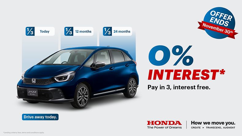 Pay in 3, Interest Free – Drive the Honda Jazz Today